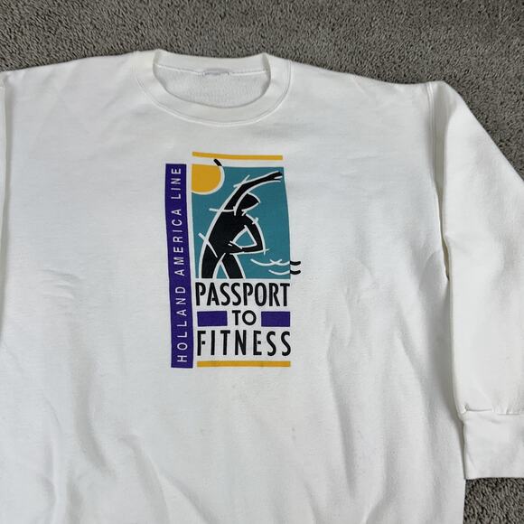 Holland America Line Sweatshirt Mens XL White Passport to Fitness Crewneck - Picture 3 of 11